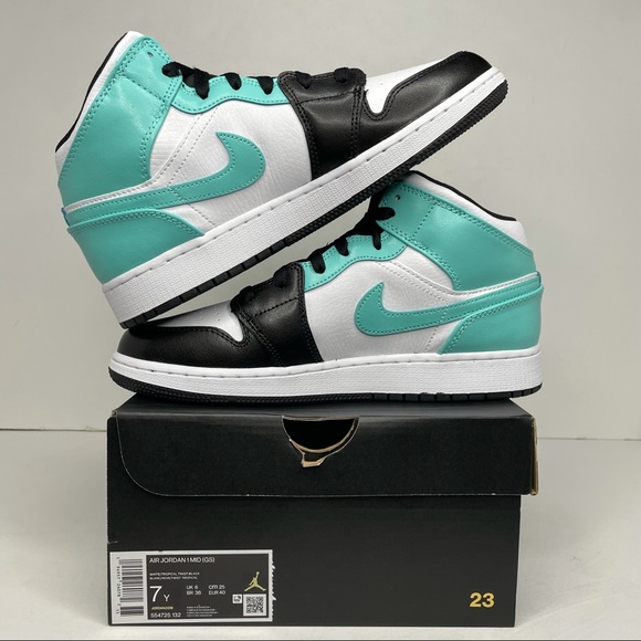 Nike Air Jordan 1 Retro Mid GS “Tropical Teal” NEW - Picture 3 of 4